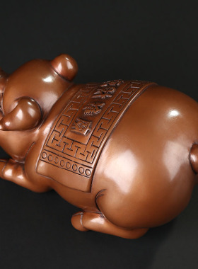 紫铜招财进宝福猪家居水风生肖猪摆件生日商务开业属猪礼品