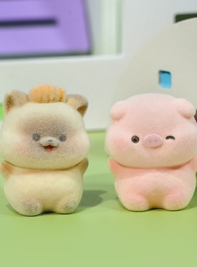 新款可爱萌崽幼儿园植绒治愈摆件