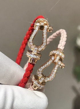 马蹄扣手链本命年红手绳手镯