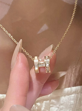 贝母H字母项链质感H耳钉