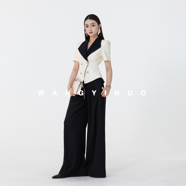 MD Inno Warm Sugar Latte 2026 Summer Style Slim Temperament Versatile Slim Fit Splicing Socialite Suit Top
