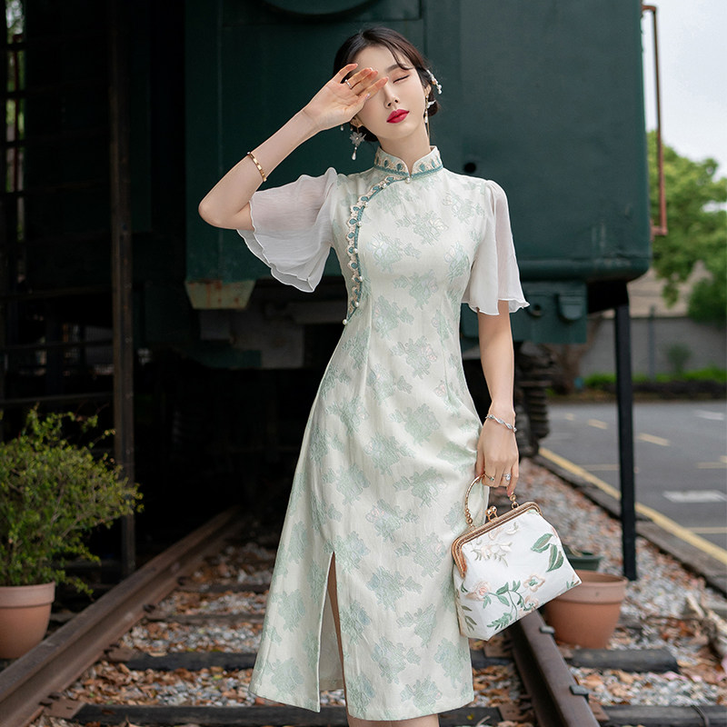 倒大袖2022年新款夏季改良版旗袍 嫦美人旗袍