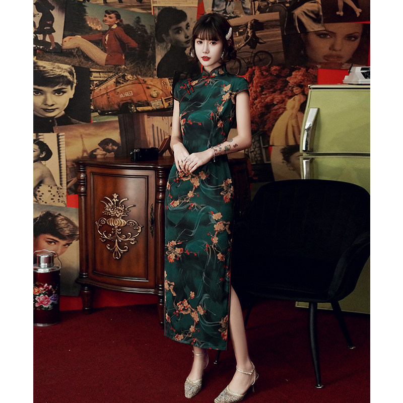 民国老上海旗袍长款气质名媛连衣裙 嫦美人旗袍