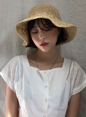 沙滩帽子草帽女遮阳防晒日系夏季