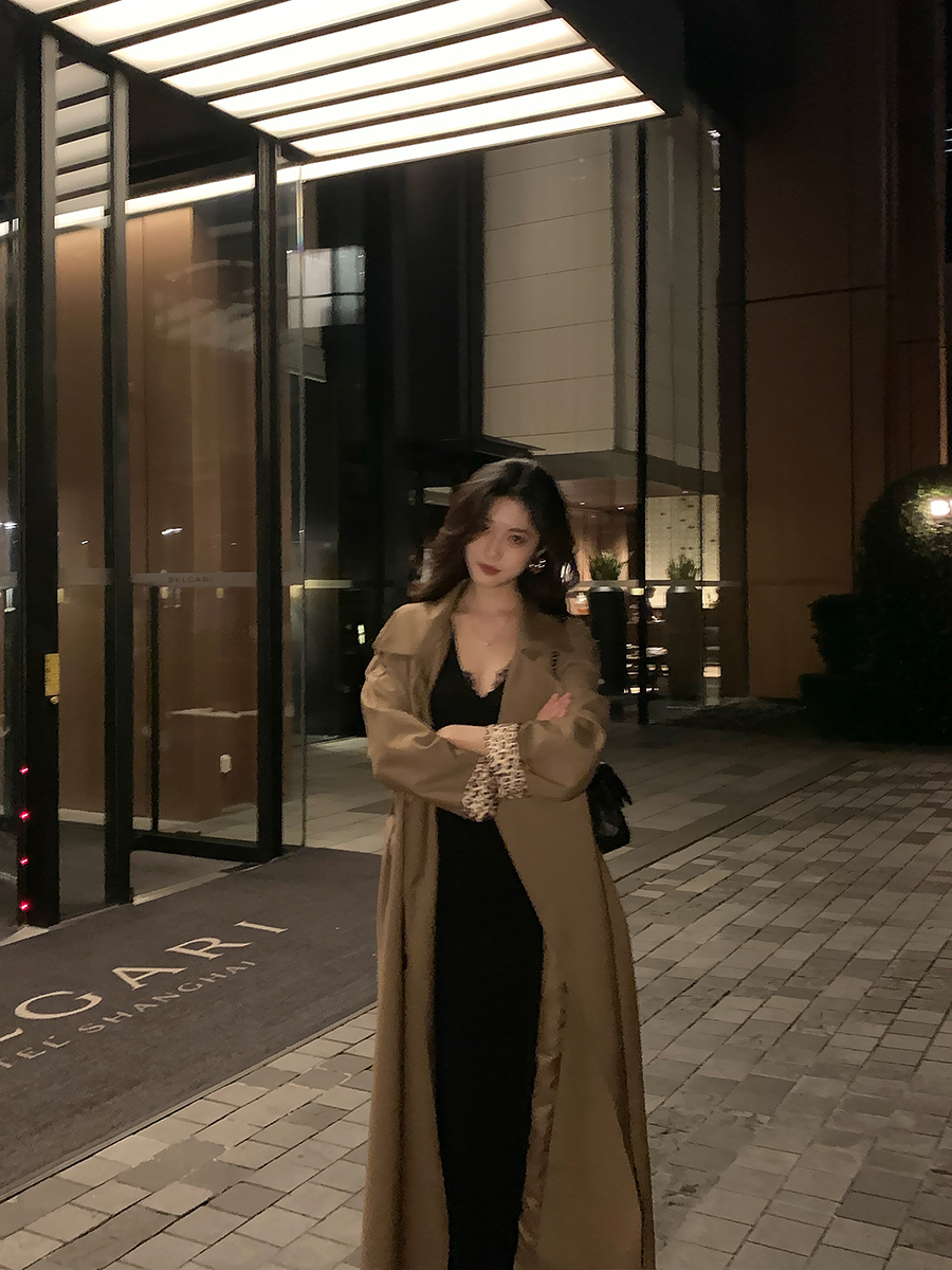 Norain不下雨 气质百搭蕾丝花边长袖鱼尾连衣裙女秋冬修身包臀裙 - 图3