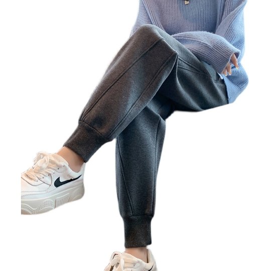 加绒运动裤子女2025新款秋冬季宽松卫裤显瘦直筒哈伦休闲束脚长裤