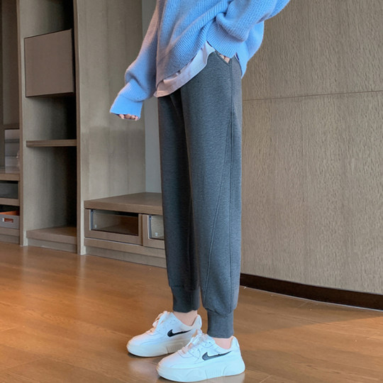 加绒运动裤子女2025新款秋冬季宽松卫裤显瘦直筒哈伦休闲束脚长裤