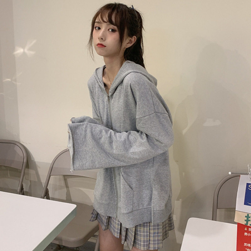 waitmore卫衣女潮ins连帽韩版开衫 舒情莱卫衣/绒衫