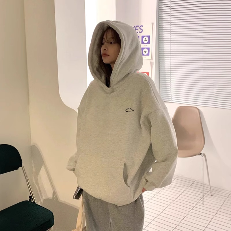 连帽卫衣女2025秋冬季小个子加绒加厚上衣美式复古潮牌高级感外套 - 图2