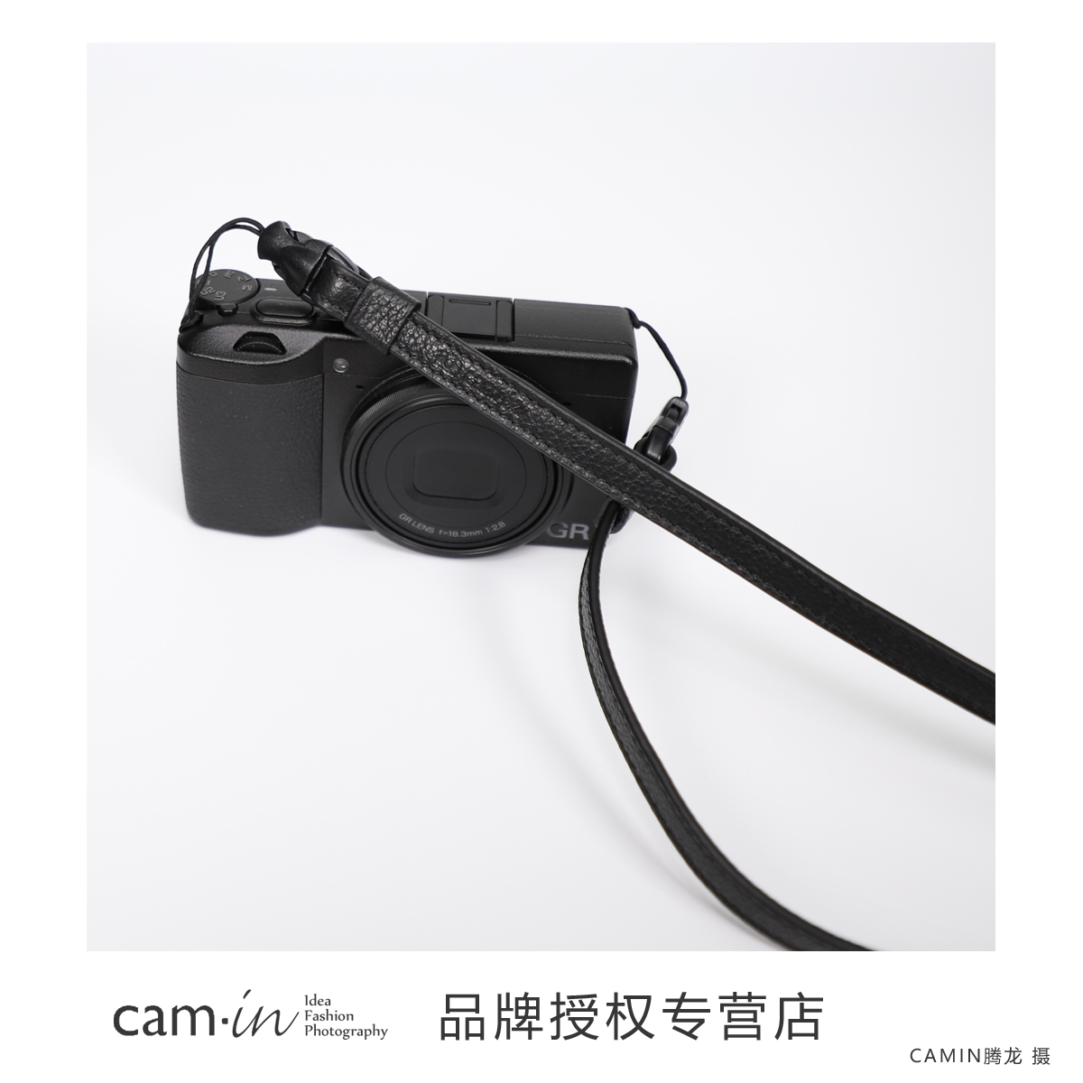 cam-in 意大利植鞣牛皮真皮相机背带理光GR3细绳快拆肩带黑卡G7X - 图0