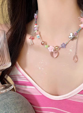 多巴胺可爱甜妹彩色串珠糖果项链