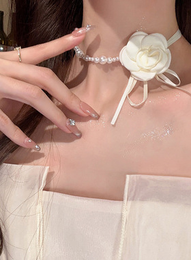 choker项圈女颈链锁骨链绑带花