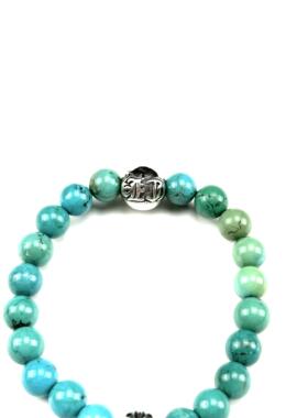 匠银JY 925纯银绿松石原矿哥特字母十字架十字花潮流手链手串