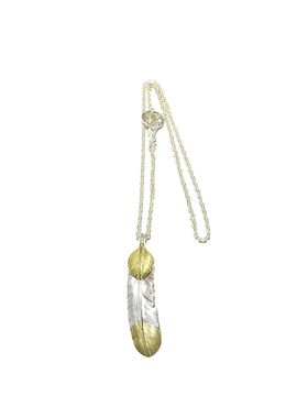 匠银JY 925纯银3.5MM太角链绿松石上金羽毛素银吊坠项链