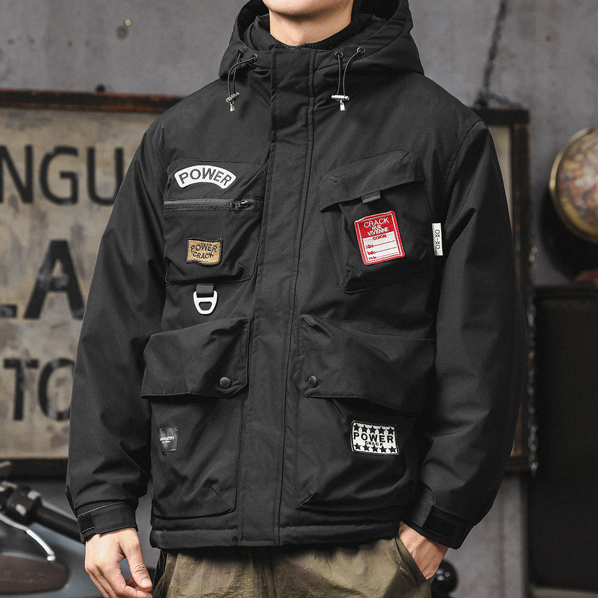 工装冲锋夹克衣服男冬季机能连帽多口袋加厚羽绒服男士美拉德外套,淘宝优惠券,粉丝福利购,淘宝优惠卷