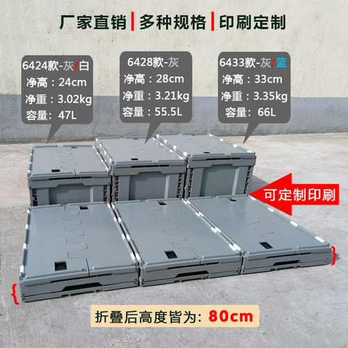 可折叠塑料收纳箱加厚物流周转箱筐多功能带盖转运整理箱储物胶箱 - 图0