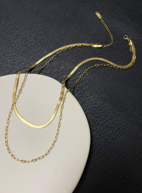 恋恋红尘娜扎同款项链金色双层叠戴蛇骨链不掉色高级感颈链choker