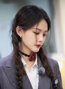 女子推理社李一桐同款玫瑰花choker颈链蕾丝花朵高级感复古锁骨链