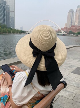 帽子草帽遮阳帽大檐法式赫本风拉菲女2026新款防晒帽