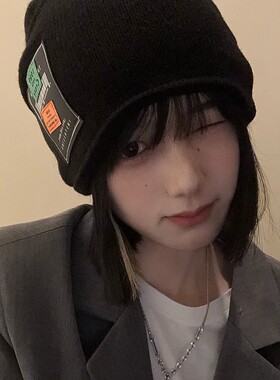 韩版ins风字母毛线帽女保暖