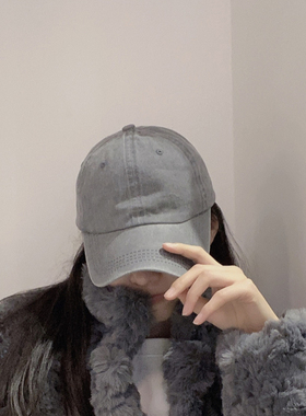 浅灰色水洗复古棒球逛街做旧帽子