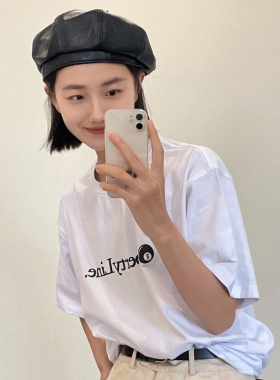 pu皮八角帽画家帽皮质贝雷帽帽子