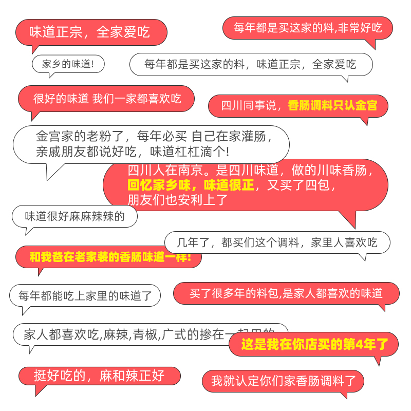 金宫麻辣香肠调料220g家用自制川味烤肠干肠腊肠麻辣味灌肠料调料-图3