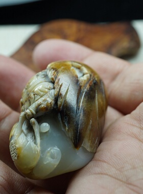 【晶金良玉】和田玉籽料独籽一夜成名把件