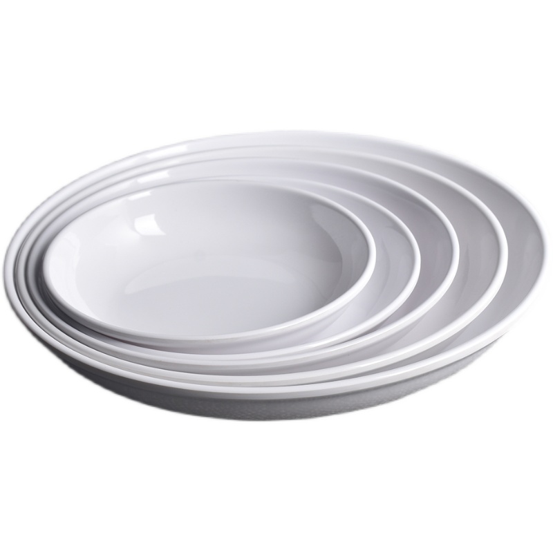 密胺餐具白色圆形深盘商用仿瓷中式饭店凉菜汤盘饭盘食品级碟包邮