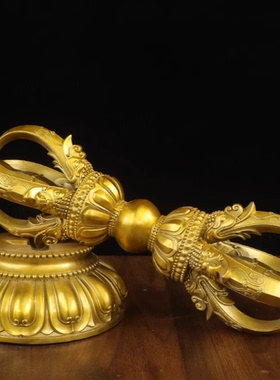 纯黄铜金刚杵带底座五股金刚杵摆