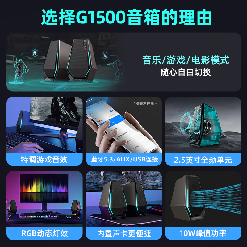 漫步者G1500电脑音响台式机音箱桌面家用电竞游戏型有线笔记本usb-图3