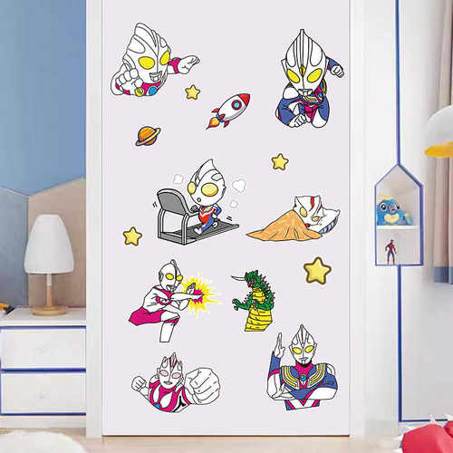 布莱泽门贴纸创意儿童房男孩个性卧室衣柜装饰画赛罗迪迦自粘防水 - 图3