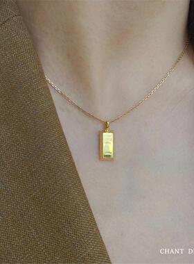 18K金暴富小金条锁骨链女招财