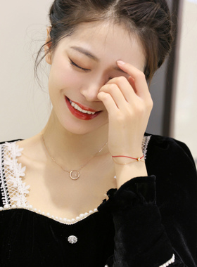 18K玫瑰金星星钻石女锁骨链