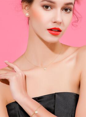 美国18K金笑脸锁骨链新潮