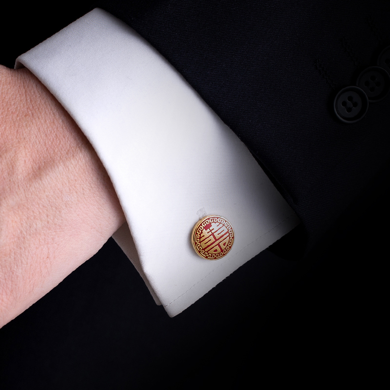 喜字袖扣男结婚新郎袖钉衬衣衬衫袖口扣法式袖口钉定制 Cufflinks - 图0