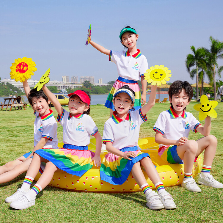 校服小学生夏季表演服小童短袖短裤裙子套装学院风幼儿园园服精品