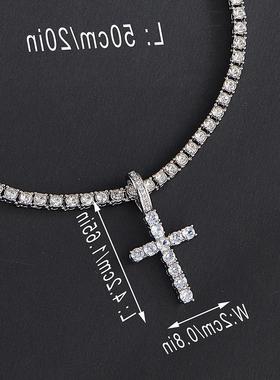 马思维同款锆石十字架项链女感简约轻奢吊坠女吊坠