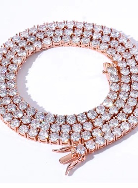 ICEBinggggg男生项链方形镶钻锆石嘻哈网球链5mm锁骨链