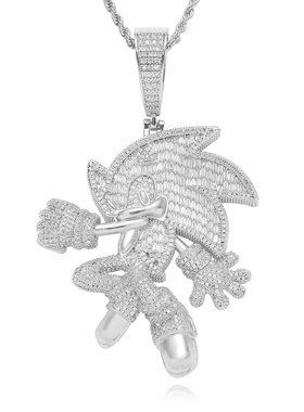 嘻哈新品经典卡通人物刺猬索尼克吊坠铜镶锆石潮流嘻哈饰品