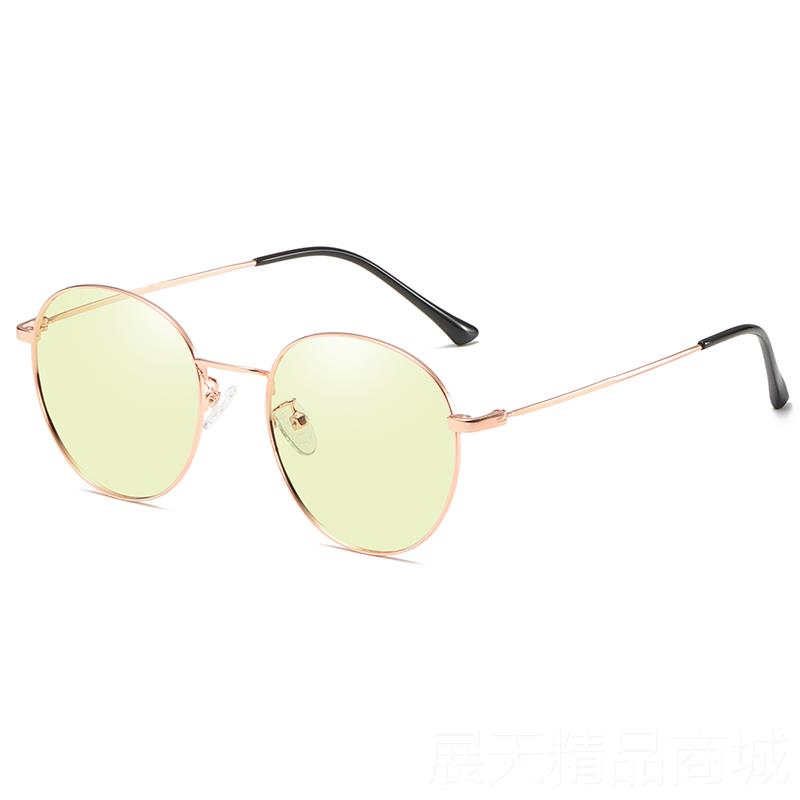 Genuine anti-blue radiation glasses for women and men, light-changing color protection, round frame, eye protection, unlimited number, flat light, trendy light Korean version