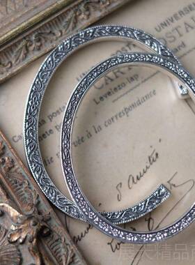 正品星HUI 925纯银S手镯复古百搭石星锆唐草花纹元素个性小众手饰