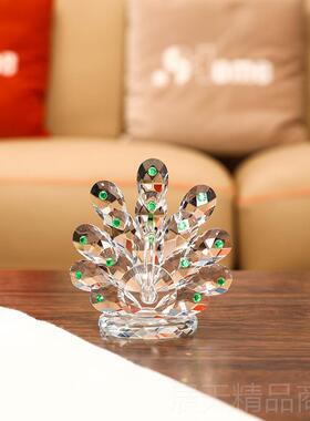 正品水孔雀生日创结婚乔晶迁物客厅酒柜办礼公室礼品摆件意家居装