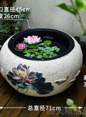正品庭院户水景落地鱼池流水摆件古法鱼缸室外造景置布吐水系景水