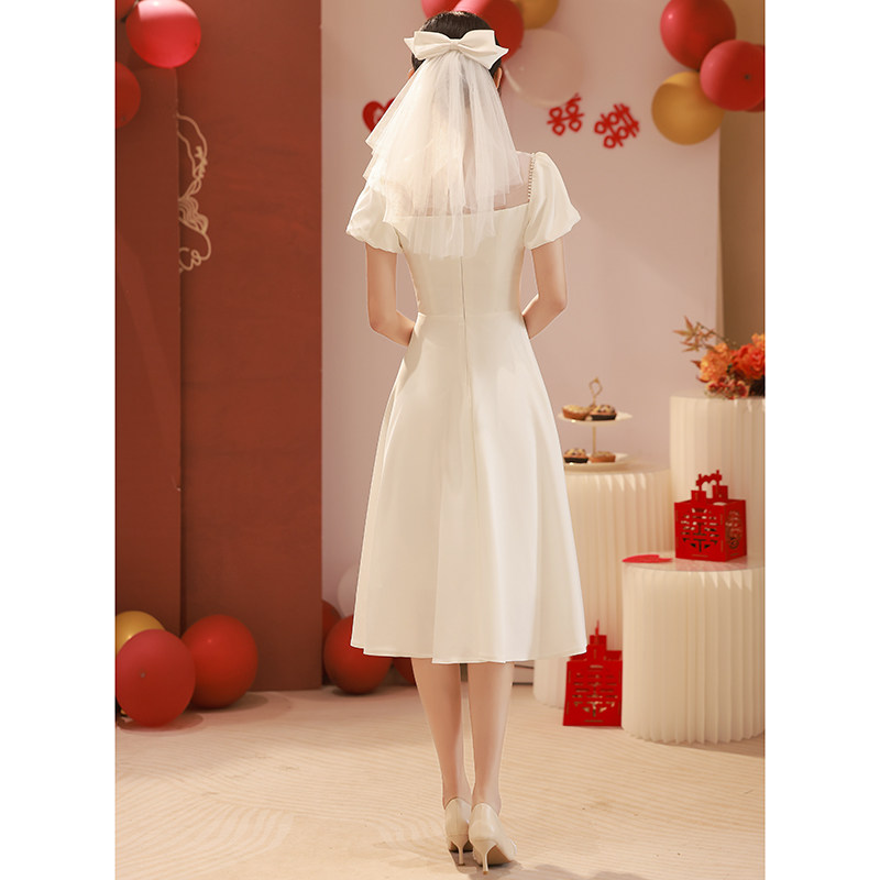 白色小平时可穿夏季订婚生日晚礼服 菲麦司礼服/晚装