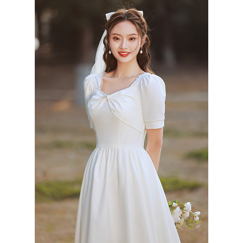 白色小礼服法式轻婚纱约会夏连衣裙 菲麦司礼服/晚装