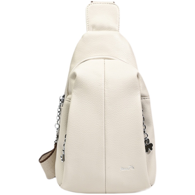 潮牌韩版真皮胸包女秋包包新款大容量腰包女士时尚单肩包斜挎包 - 图3