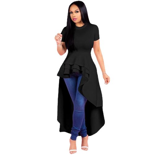 women fashion evening gown irregular ruffle hem skirt dress - 图3