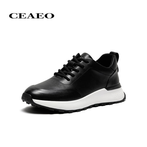 西二男士真皮时尚休闲鞋男2025秋冬季新款牛皮加绒运动鞋S23R0790 - 图0