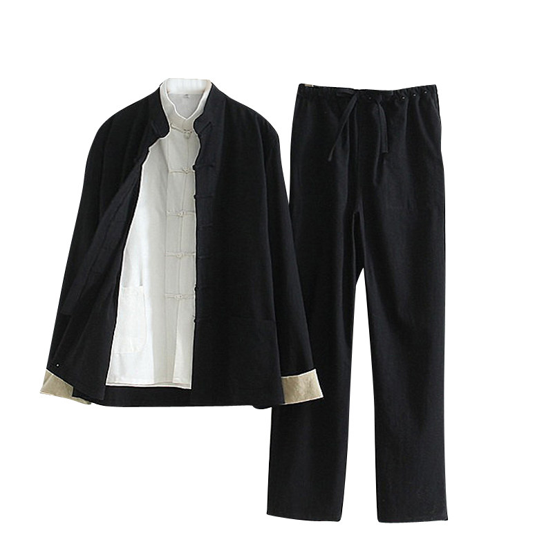 中国风春秋套装棉麻唐装男士三件套中式盘扣汉服复古居士服茶服,淘宝优惠券,粉丝福利购,淘宝优惠卷